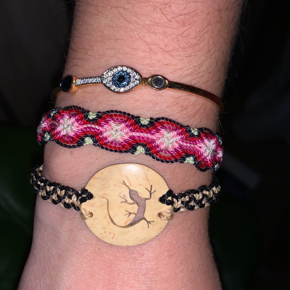 Lizard Bracelet Black and Tan Braided Adjustable 🦎